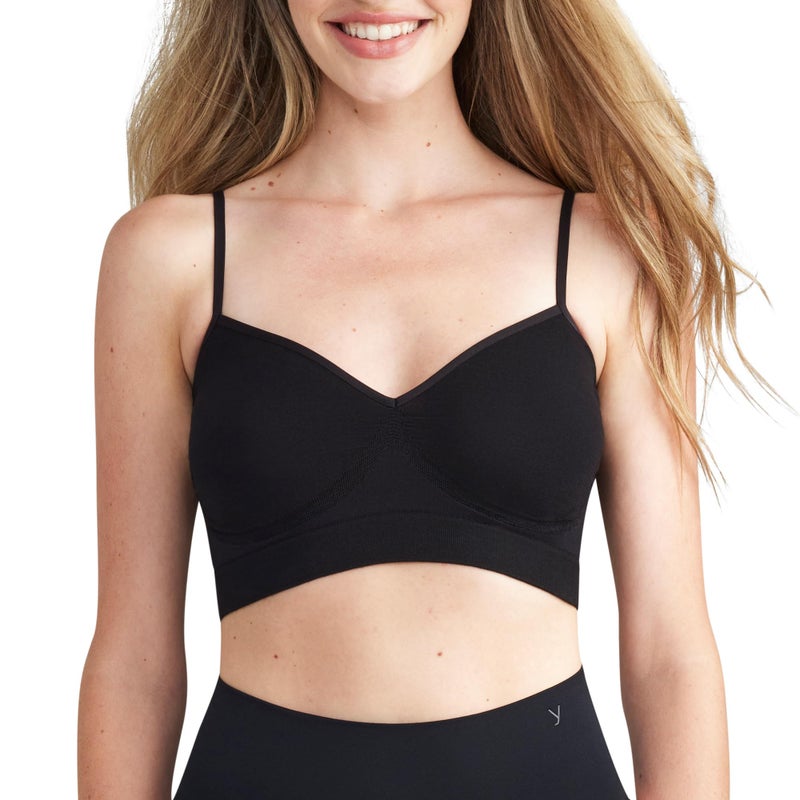 Yummie Women's Audrey Unlined Bralette OutlastÂ® Seamless, Black, Small/Medium